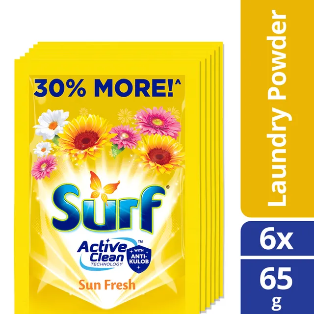 Surf Powder Detergent Sun Fresh 65g Sachet 6s
