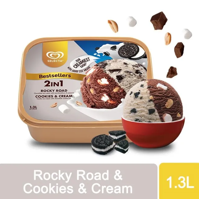 Selecta Rocky Road - Cookies & Cream Ice Cream 1.3L