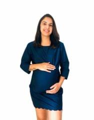 Chicmomz Solid Color Cut Style Short Maternity Dress in Royal Blue