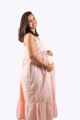 Chicmomz Cross Back Sleeveless Maxi Maternity Dress in Fluorescent Pink
