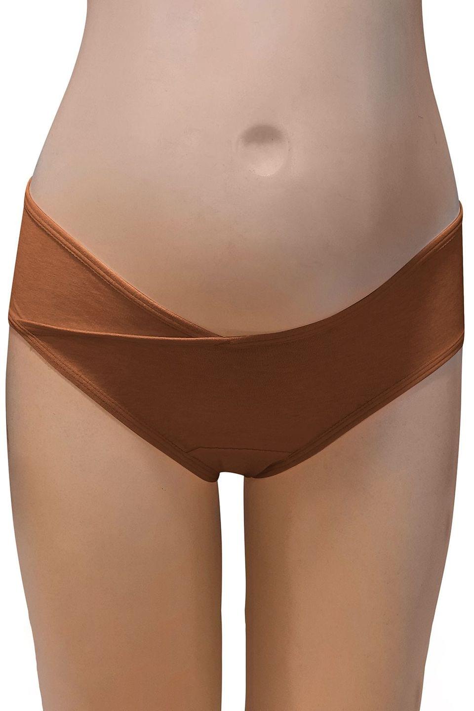 Clovia Low Waist Hipster Maternity Panty in Brown - Cotton