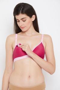 Clovia Non-Padded Non-Wired Feeding Bra in Dark Pink - Cotton Rich