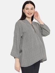 The Mom Store Gingham Style Checks Maternity and Nursing Tunic Top