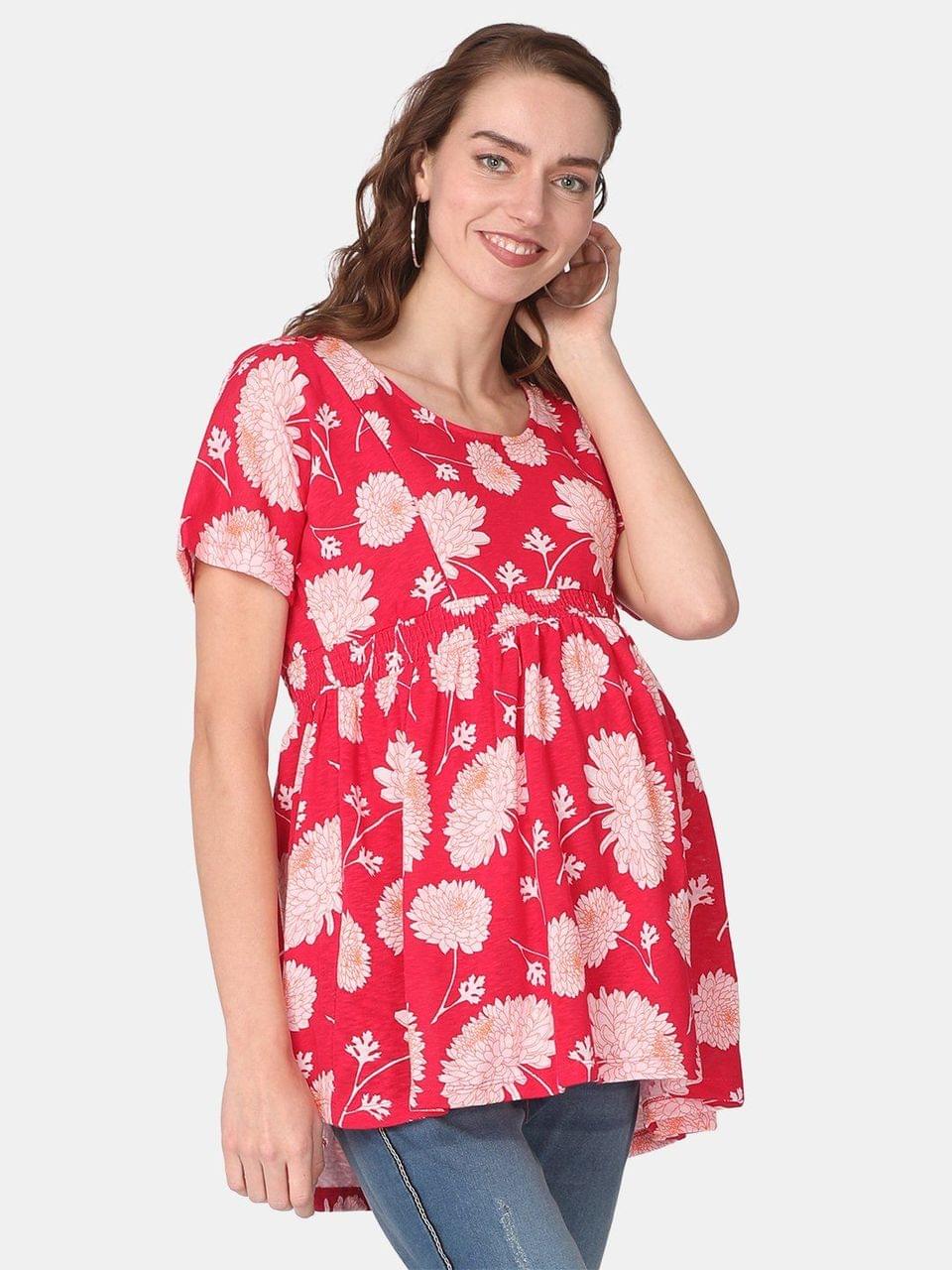 The Mom Store Scarlet Bloom Maternity and Nursing Top