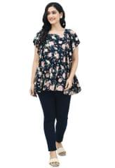 Mometernity Navy Floral Maternity & Nursing Top with Zip