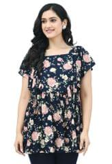 Mometernity Navy Floral Maternity & Nursing Top with Zip
