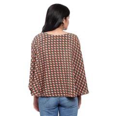 Mometernity Geometric Print Maternity Poncho Cape Top