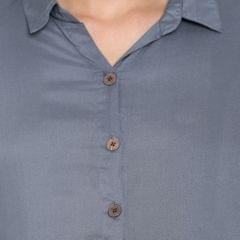 Mometernity Asymmetric Grey Button Down Maternity & Nursing Shirt Dress