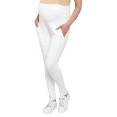 Mometernity Off White Over Belly Maternity Leggings With Pockets