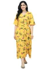 Mometernity Yellow Floral Tropical Print Maternity and Nursing Dress