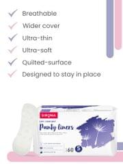 SIRONA Ultra - Thin Premium Panty Liners (Regular Flow) - 60 Counts  -  Small