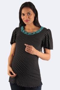 Morph Maternity Lovely Black Polka Dot Maternity Top