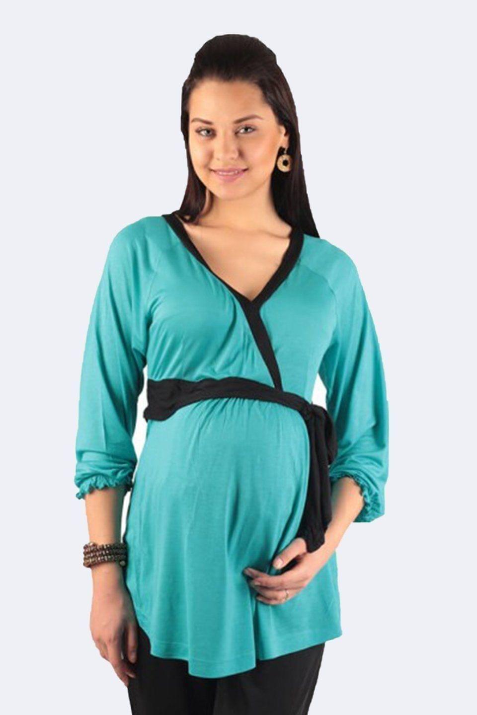 Morph Maternity Greenish Blue Evening Maternity Top