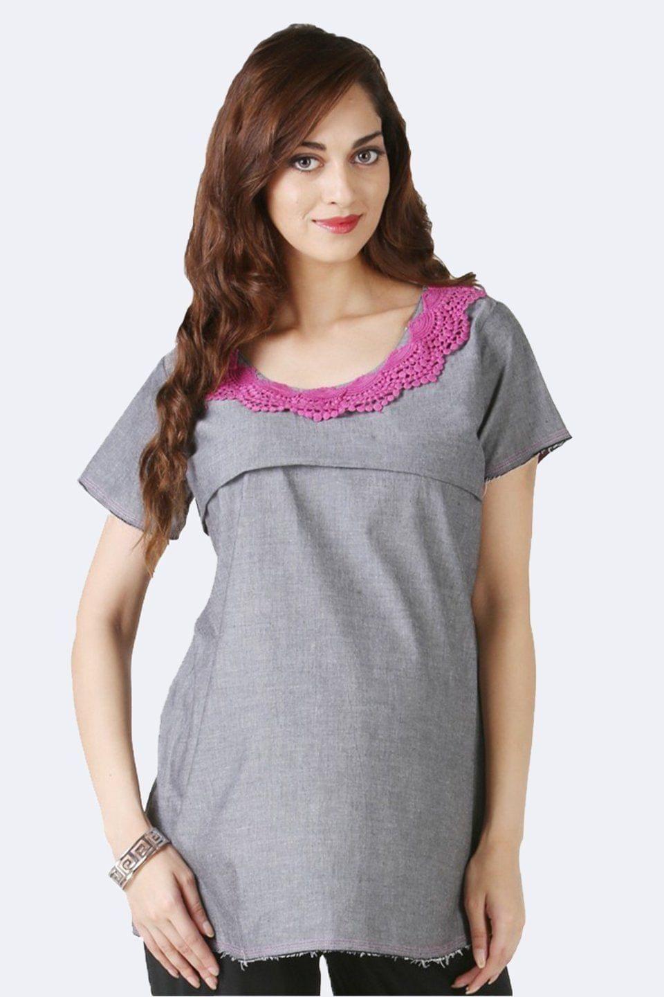 Morph Maternity Grey Feeding Maternity Top