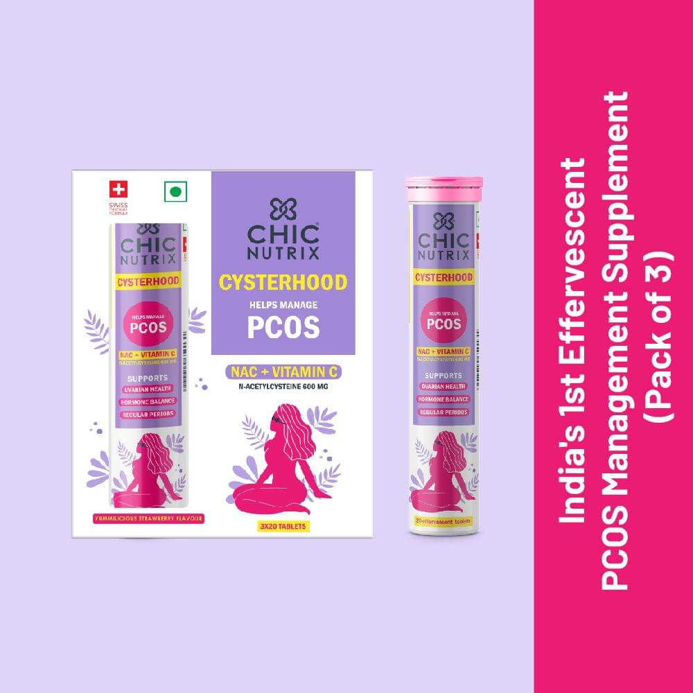 Cysterhood - 600mg N-Acetylcysteine (NAC) & Vitamin C - Helps Manage PCOS - Pack of 3