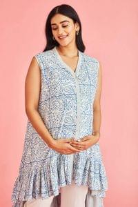 The Mama Project Ira Button Down Nursing & Maternity Ruffle Tunic