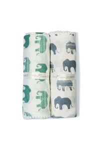 The Mama Project Elephant Parade Organic Muslin Swaddle Sheets- Pack Of 2