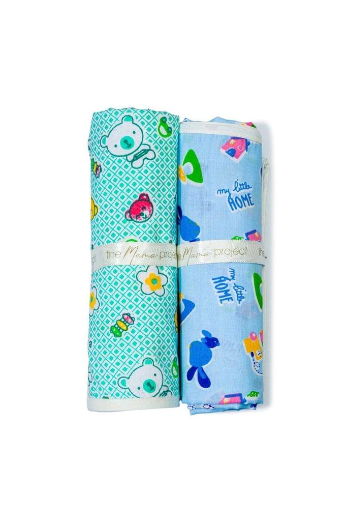 The Mama Project Teddy Bear Organic Muslin Swaddle Sheets- Pack Of 2