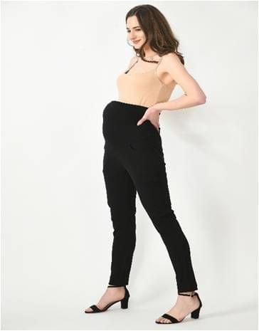Mometernity Cotton Spandex Maternity Overbelly Jegging With Pockets Set of 01 - Black