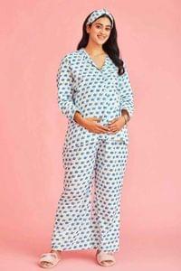 The Mama Project Turtle Notched Collar Maternity Night Set