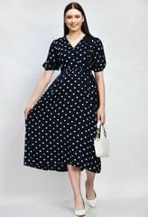 Mometernity Navy Blue Polka Dot Nursing and Maternity Dress