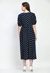 Mometernity Navy Blue Polka Dot Nursing and Maternity Dress