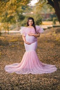 A Pink Frilled Maternity Gown