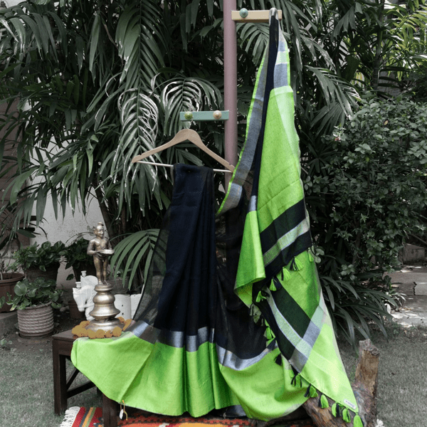 Black and Green Saree