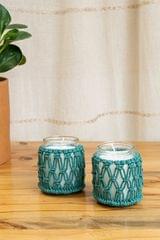 Criss Cross Hand-Knotted  Candle Jar