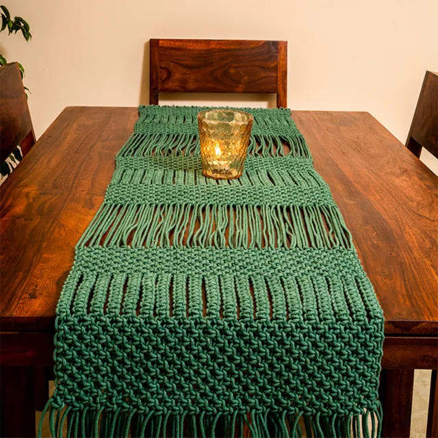 Floating Dashes Hand-Knotted Table Runner