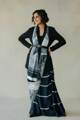 Black & White Modal Satin Saree