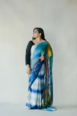 Blue Modal Satin Saree