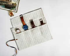 The Watch Organiser - Khadi Roll over for Travel and Storage