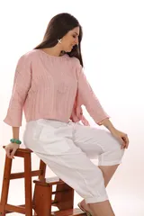 linen knotted tucks top