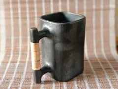 Longpi Black Pottery Beer Mug Square