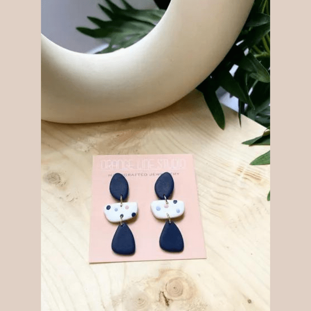 Polka dot blue earrings