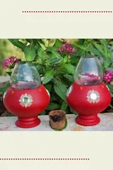 Traditional Oil Lamps: Red (Set of 2)