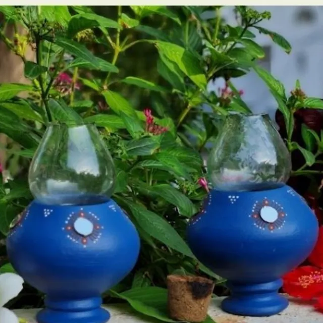 Traditional Oil Lamps: Blue (Set of 2)