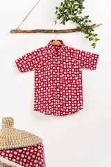Red Polka Dots shirt & linen pants