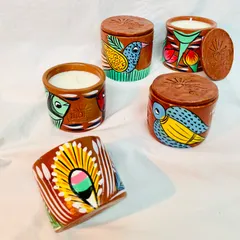 Set of 2 Scented Candles - Single Wick Small - Pattachitra Collection