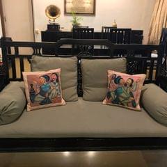 Cushion Cover - Kalighat Couple with Surahi