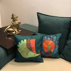Cushion Cover - Gond Peahen