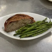 Bacon-Wrapped Meatloaf with Green Beans