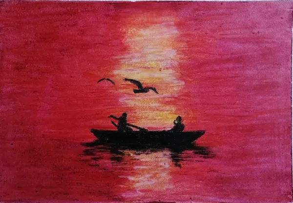 Afternoonscape.... an oil pastel painting