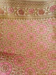 Alluring Pink Soft Silk Saree with Antique zari and Resham Aanchal and Border