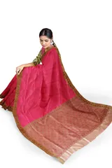 Alluring Pink Soft Silk Saree with Antique zari and Resham Aanchal and Border