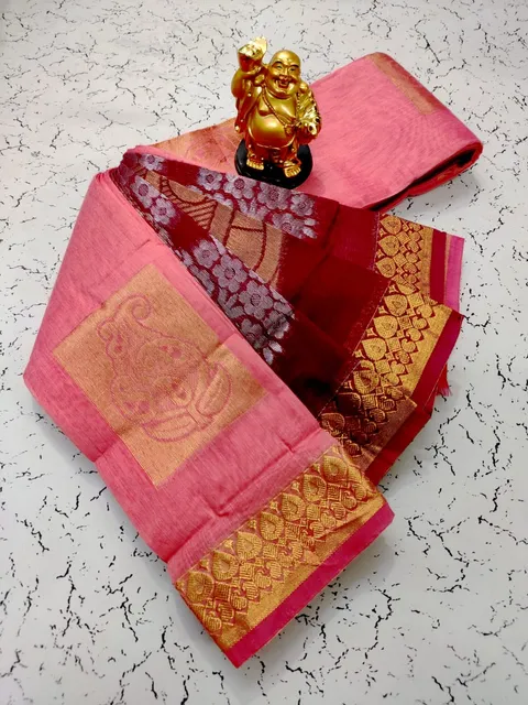 Annapurna Cotton Silk Saree - Pink and Maroon