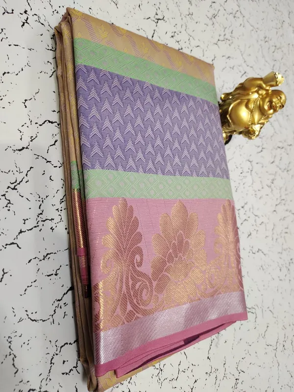 Dhan Laxmi Cotton Silk  Saree in Double Colour with Chit Pallu