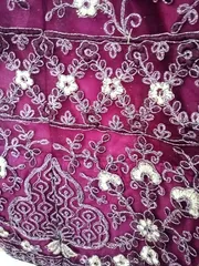 Wine coloured Net Lehenga with Beautiful Resham and Zari embroidery
