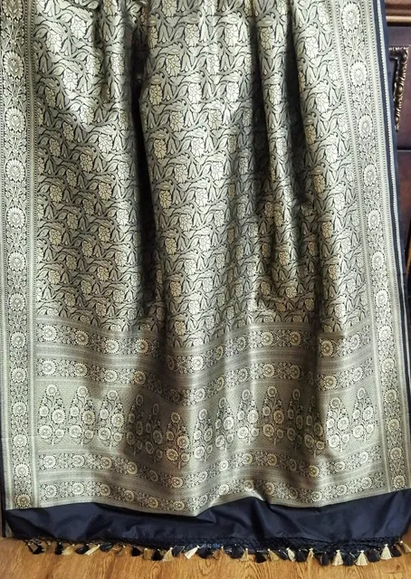 Banarsi Black Brocade Silk with all over beautiful soft zari work